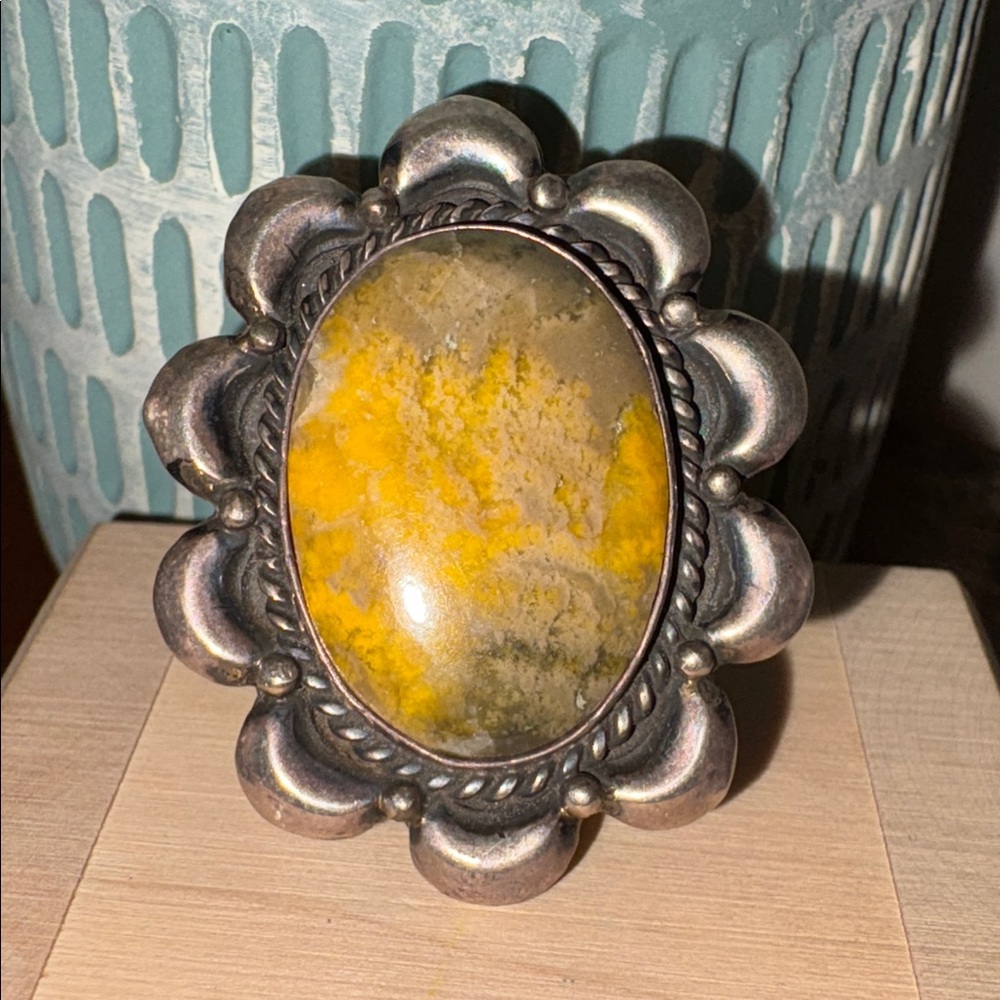 Vintage Navajo 925 Silver and Bumblebee Jasper Stone Ring